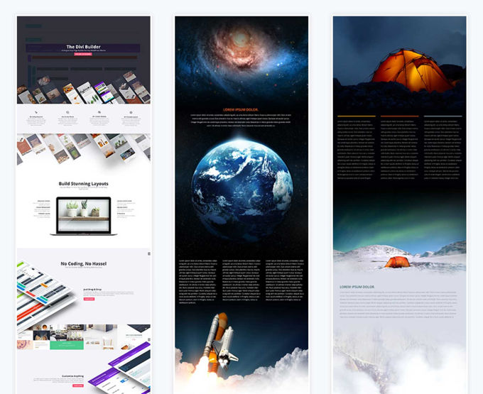 Divi internal page layouts