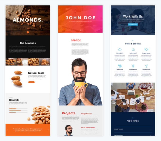  Divi Ready-made homepage layouts 