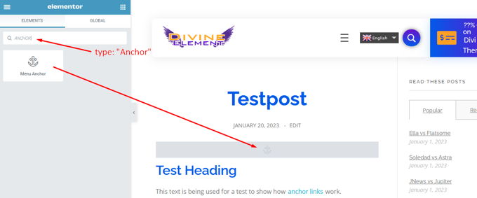 Add anchor in WordPress using Elementor Add anchor in WordPress using Elementor