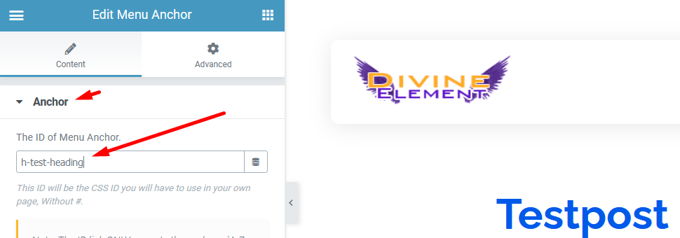 Add anchor in WordPress using Elementor Add anchor in WordPress using Elementor