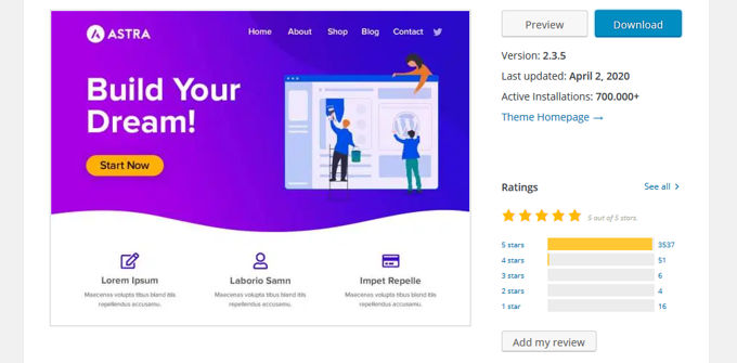 Astra Theme High Ratings