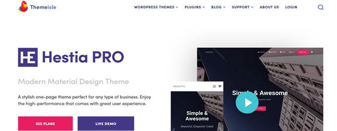 Best free WordPress themes Hestia