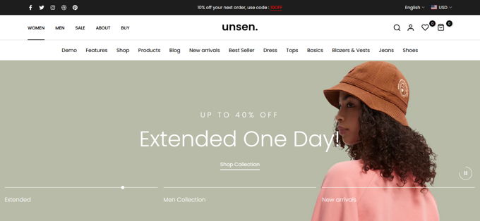 Unsen Best Shopify Themes [2025]