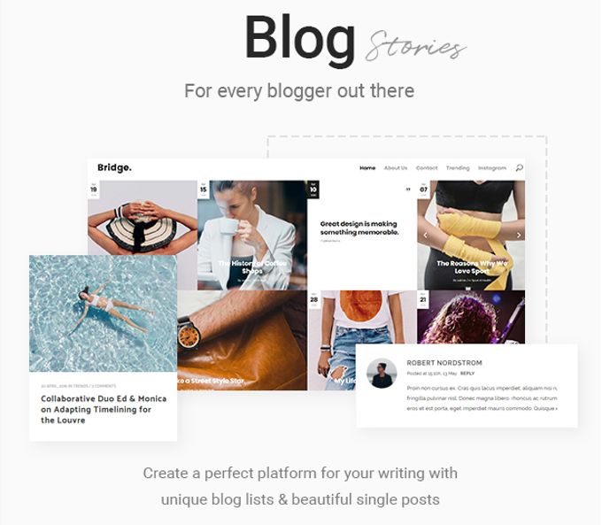 Bridge theme review Portfolios and Blogs