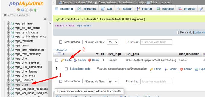 Change WP username Phphadmin wp_users Change WP username Phphadmin wp_users