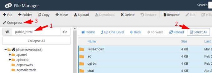 Compress files with Cpanel