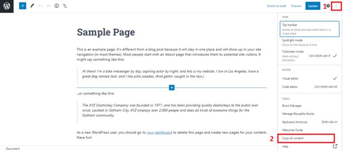 Duplicate a Page in WordPress by hand Duplicate a Page in WordPress manually