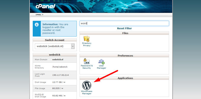 Create your own website Wordpress manager