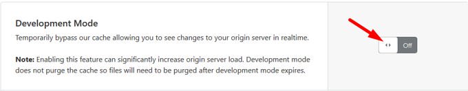 Cloudflare Development mode
