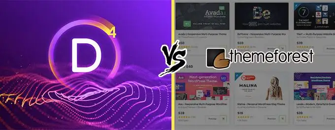 Divi vs Themeforest comparison Divi vs Themeforest