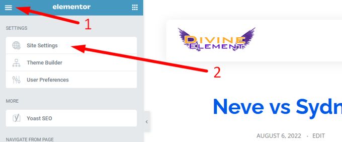 How to edit CSS in WordPress with Elementor site settings