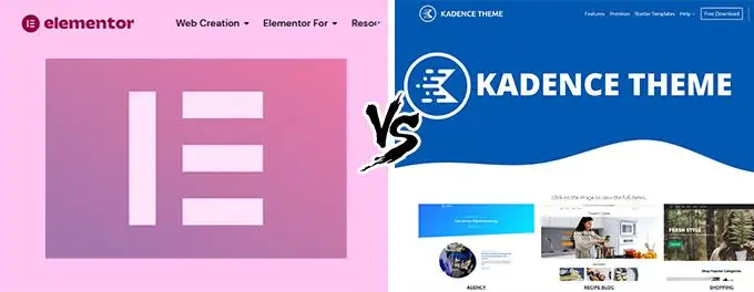 Elementor vs Kadence comparison Elementor vs Kadence
