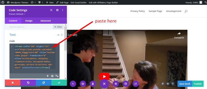 Embedding Youtube videos in Wordpress Divi code app Embedding Youtube videos in Wordpress Divi code app