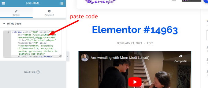 Embedding Youtube videos in Wordpress Elementor HTML app Embedding Youtube videos in Wordpress Elementor HTML app