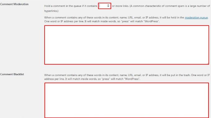 Comments in WordPress blacklist moderation Comments in WordPress blacklist moderation