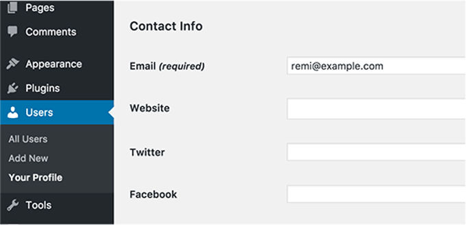 additional fields user profiles WP additional fields user profiles WP