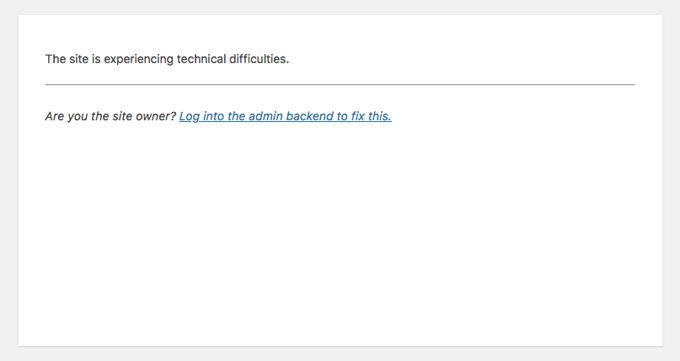 White screen in Wordpress fatal error White screen in Wordpress fatal error