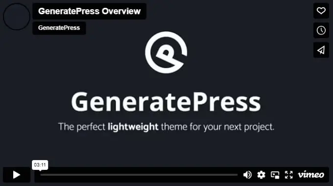 GeneratePress Theme Video