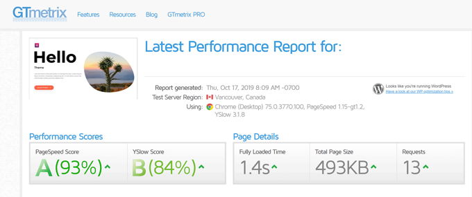 Hello Elementor load time without cache plugin