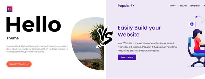 Comparison of Hello and PopularFX WordPress themes