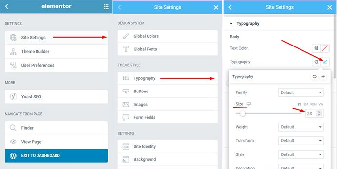 change font size with Elementor change font size with Elementor