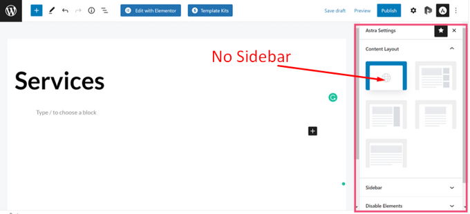 How to remove sidebar in WordPress Astra per page How to remove sidebar in WordPress Astra per page