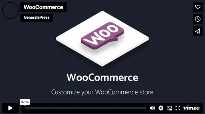 GeneratePress WooCommerce video