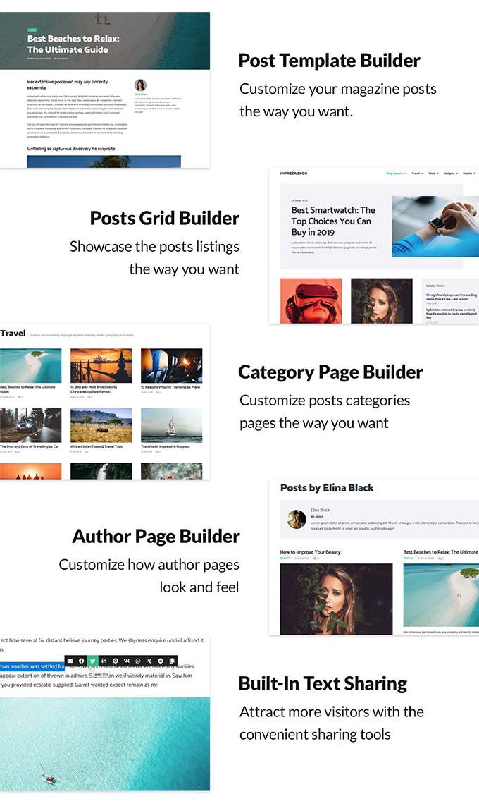 Impreza News Website Features