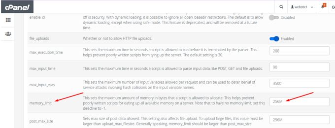 Fix allowed memory size Wordpress with Cpanel Fix allowed memory size Wordpress with Cpanel