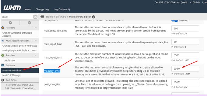 Fix allowed memory size Wordpress with WHM Fix allowed memory size Wordpress with WHM