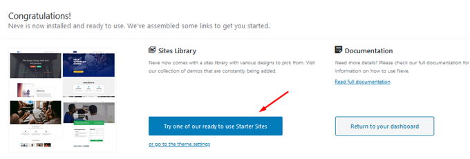 Neve Theme installation ready theme