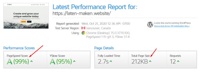 Neve Theme gtmetrix speedtest with wp-rocket