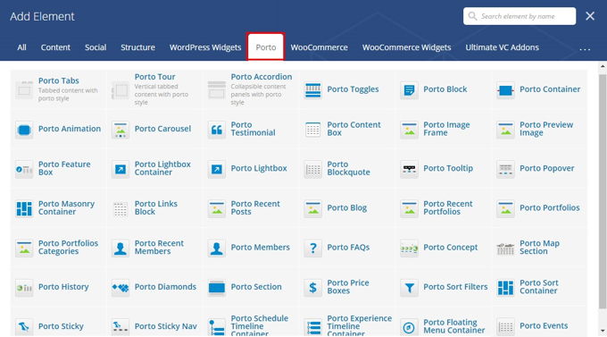 Porto review elements Porto Theme review elements