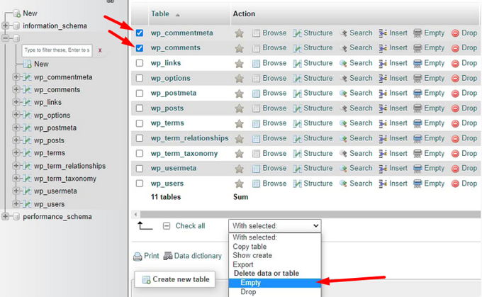 Remove comments from Wordpress phpMyAdmin Remove comments from Wordpress phpMyAdmin