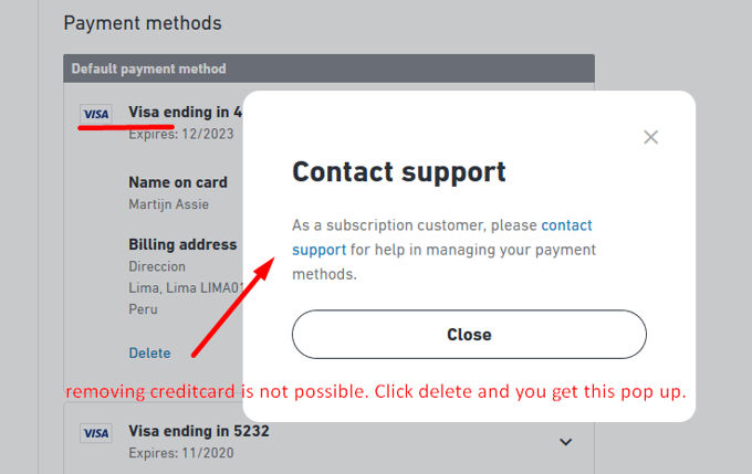 Shutterstock delete creditcard impossible Shutterstock delete creditcard impossible