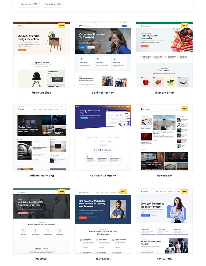 Rishi theme demo options for different industries