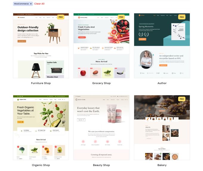 WooCommerce demo options in Rishi theme
