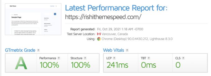 Page loading speed for Rishi theme