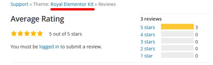 Royal Elementor theme review rating