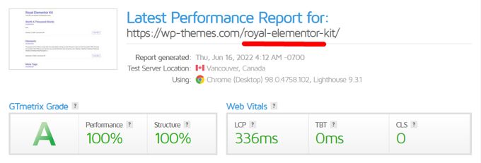 Royal Elementor Theme review loading times