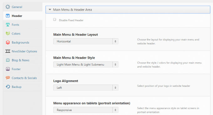 The Gem header set up The Gem header set up