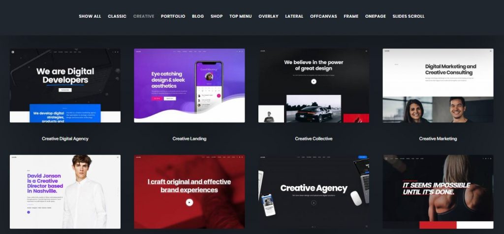 Uncode Theme review kant-en-klare website-demo's