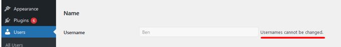 Wordpress Username cannot be changed Wordpress Username cannot be changed