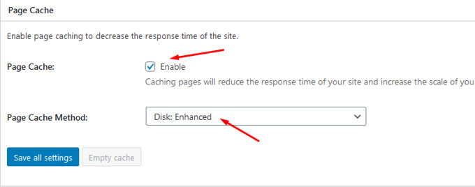 W3 Total Cache page cache