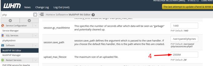 WordPress Max Upload Size WHM MultiPHP INI Editor 2 WordPress Max Upload Size WHM MultiPHP INI Editor 2