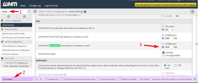 Current WordPress Max Upload Size WHM Tweak Settings Current WordPress Max Upload Size WHM Tweak Settings