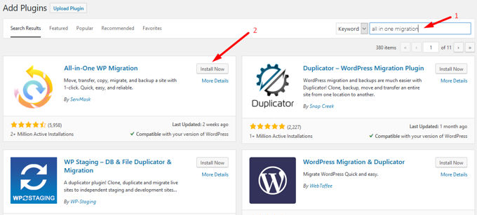Wordpress migration plug-ins