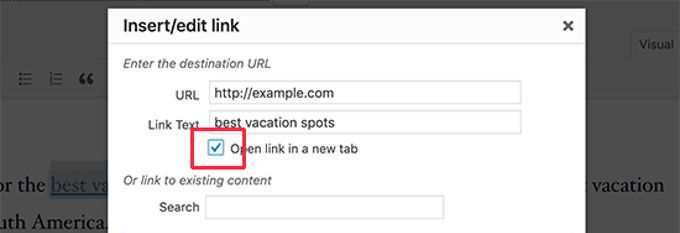 WordPress open link in new tab Classic Editor WordPress open link in new tab Classic Editor