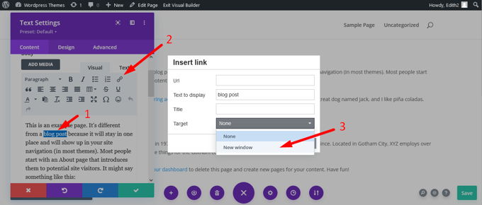 WordPress open link in new tab Divibuilder WordPress open link in new tab Divibuilder