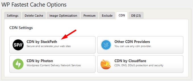 WP fastest cache Stackpath